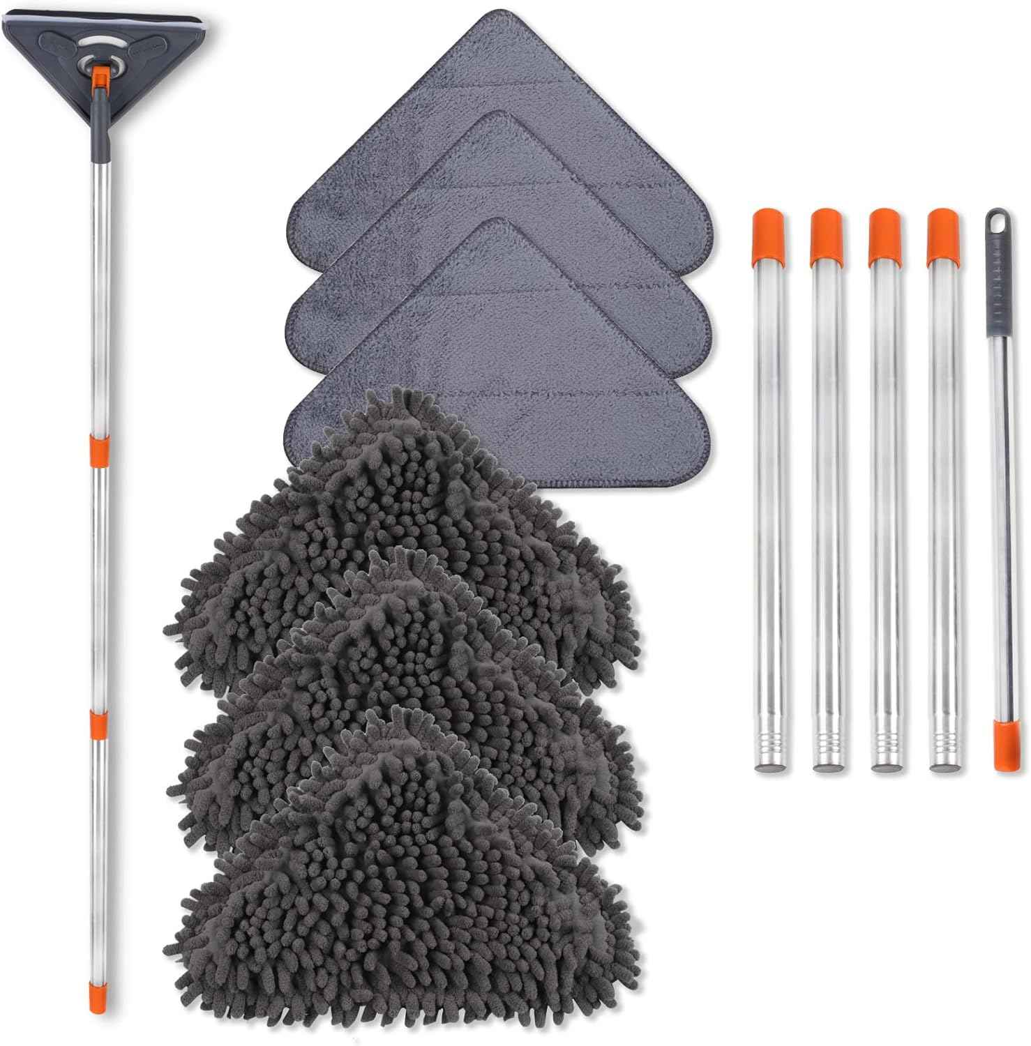 79 inches long handle wall cleaner mop with 360° wall washer for ceilings and dust baseboard floors