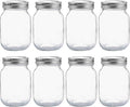 YINGERHUAN Glass Regular Mouth Mason Jars, 16 oz Clear Glass Jars with Silver Metal Lids for Sealing, Canning Jars for Food Storage, Overnight Oats, Dry Food, Snacks, Candies, DIY Projects (4PACK)