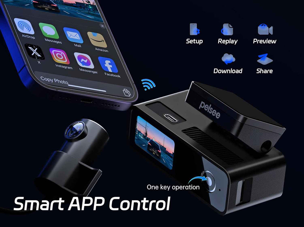 pelsee p1 duo 4k dash cam front and rear with 64gb sd card and 4k+1080p dual recording