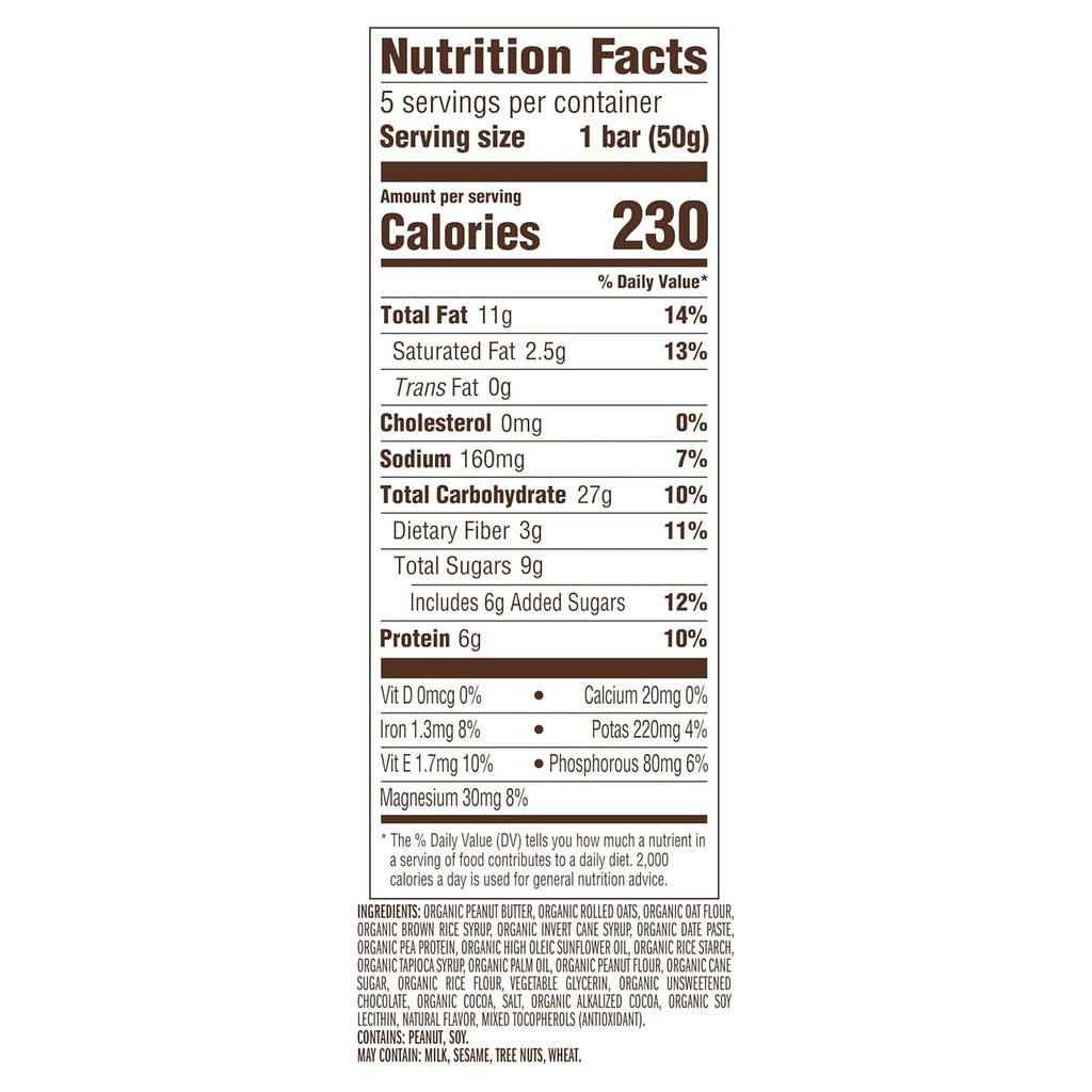 clif chocolate peanut butter energy snack bar, 1.76 oz, non-gmo, usda organic, 5 pack