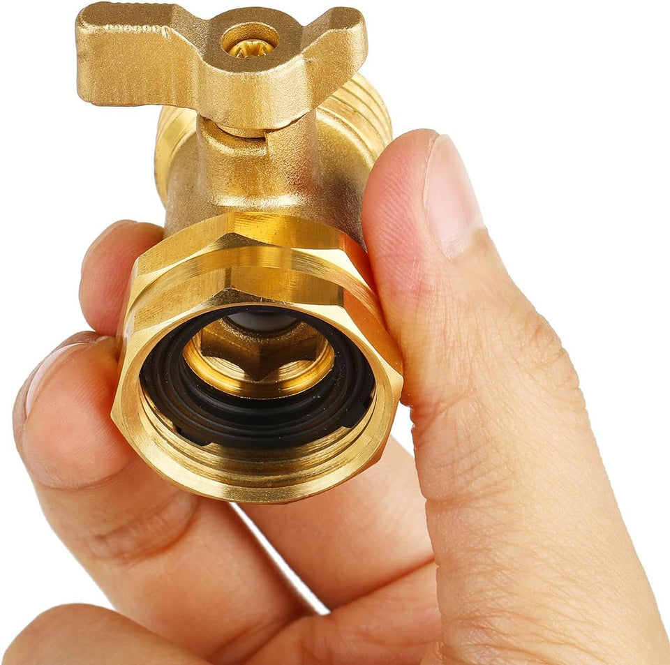 2 Pack Garden Hose Shut Off Valve - Extended Handle - 3/4" Heavy Duty Solid Brass Hose Connector Water Shut Off Valve Hose Shutoff Valve with 4 Pcs Hose Washers