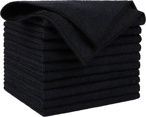 AIDEA Microfiber Cleaning Cloth 10PK, Black, 12x12, Microfiber Towels for Cars, Houses, and Kitchens