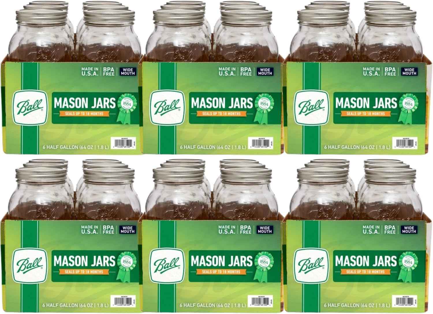 Ball Wide Mouth Glass Mason Jars with Lids and Bands, Used for Canning, Pickling, Juice, Jam, Jelly, Quart Size 32 Ounce (Pack of 2)