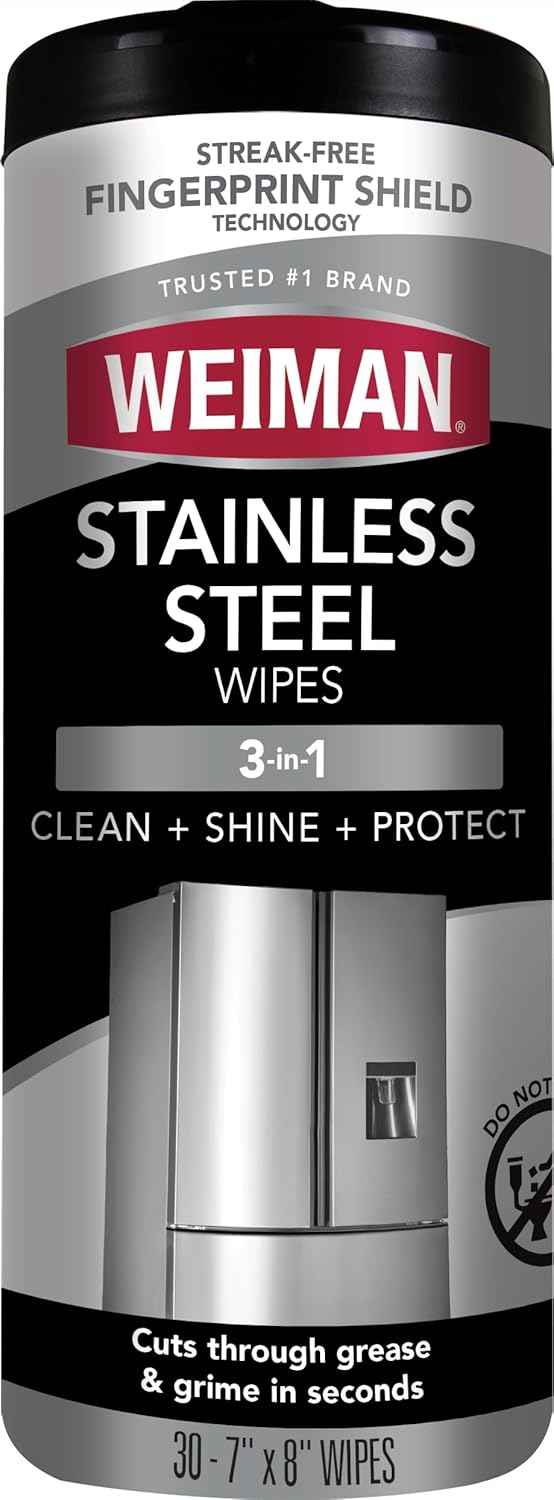 Weiman Stainless Steel Cleaner 30 Count Cleaning Wipes For Stainless Steel Surfaces No Streaks Residue Cleaning Supplies