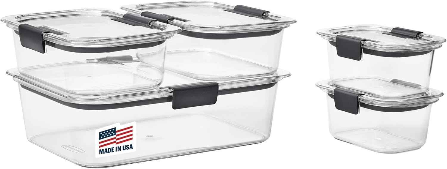 Rubbermaid Brilliance BPA Free 44-Piece Food Storage Containers Set Airtight Leak-Proof with Lids for Meal Prep Lunch and Leftovers