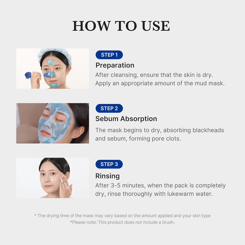 Medicube Zero Pore Blackhead Mud Facial Mask, Korean, AHA, BHA, PHA, 3-minute quick dry formula, 3.52 oz, blackhead removal, pore tightening