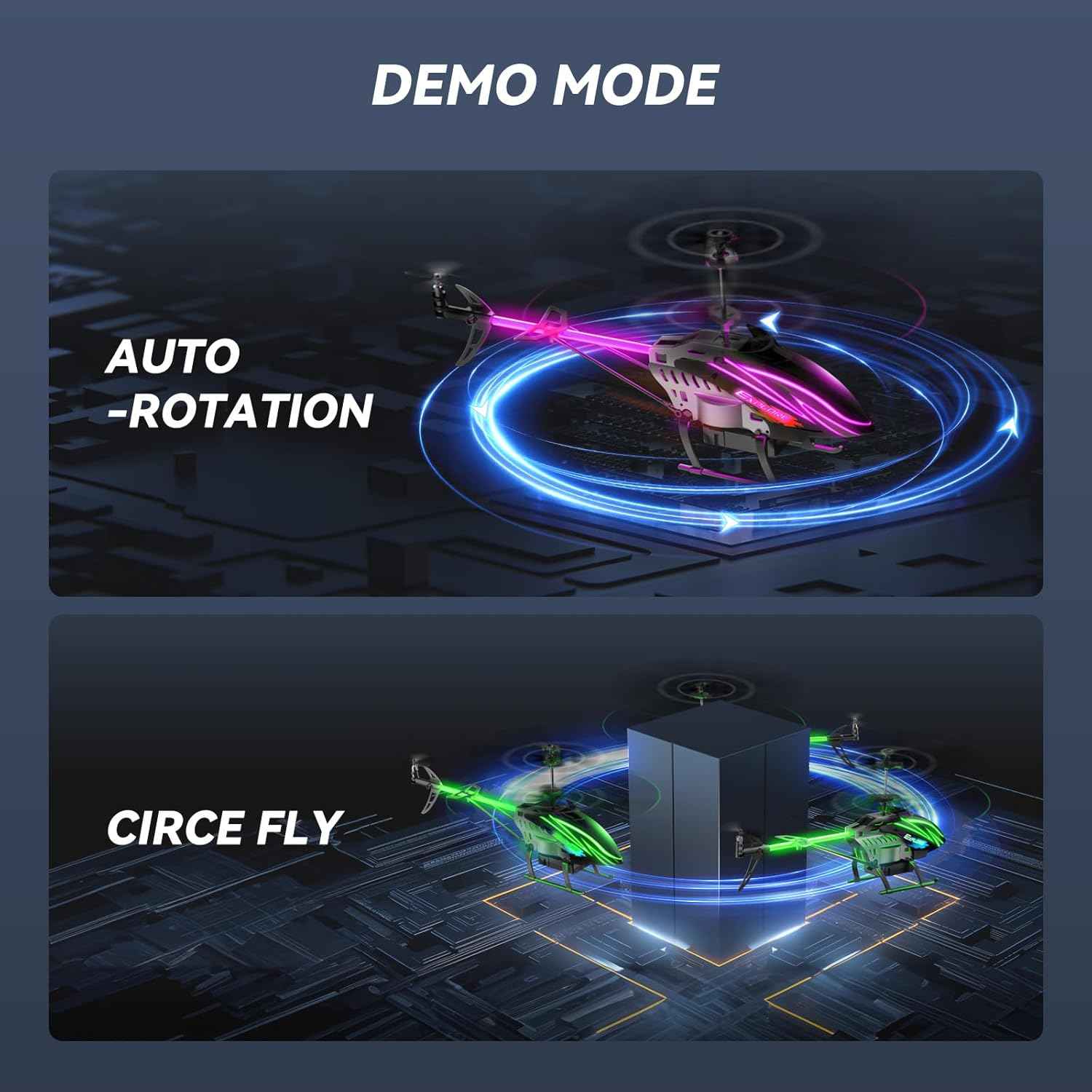 BUSSGO RC Helicopter, Remote Control Helicopter for Kids with 30Mins Flight(2 Batteries), 7+1 LED Light Modes, Altitude Hold, RC Toys for Boys Girls