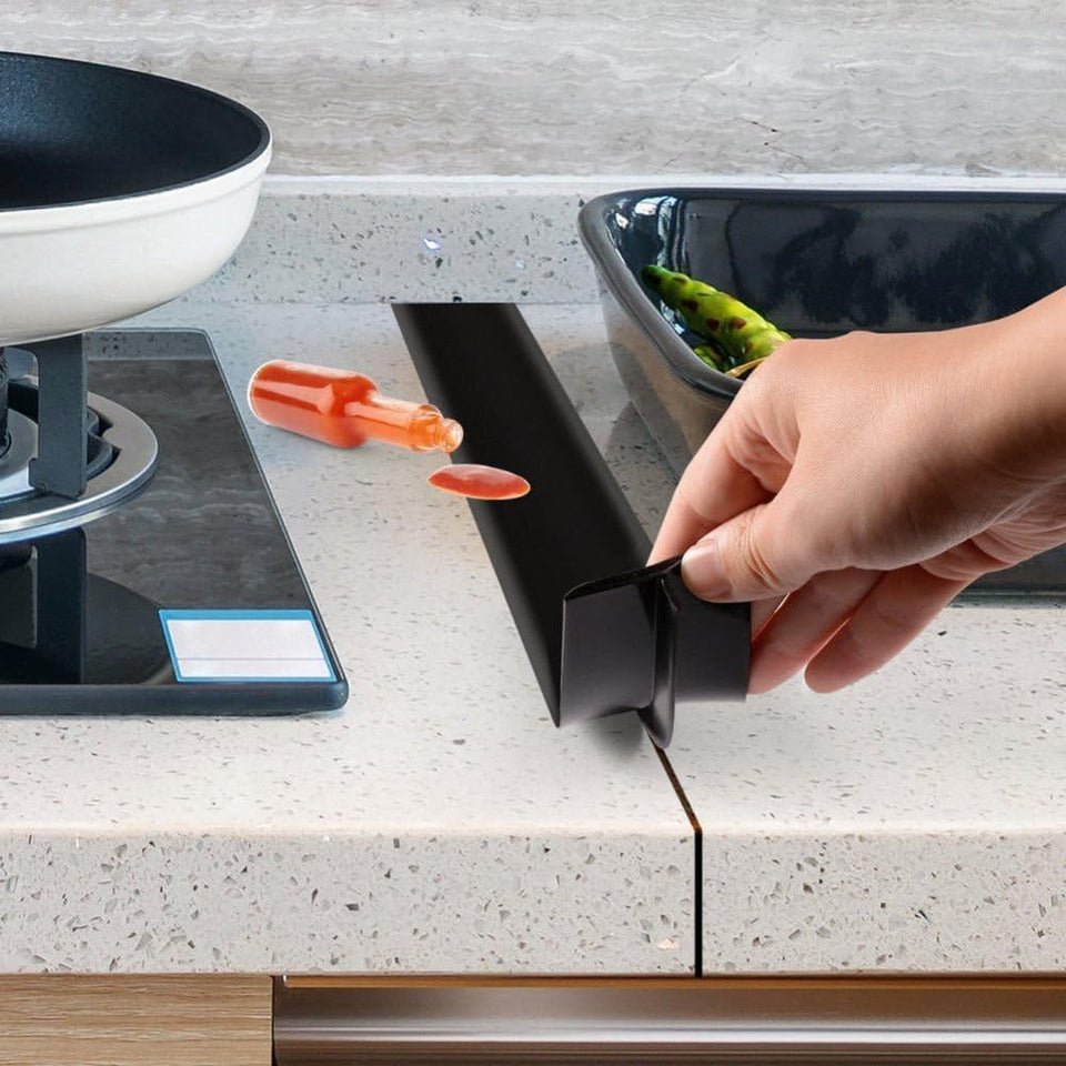 2 Pack Flexible Kitchen Stove Gap Covers, Silicone Gap Fillers Between Counter and Stovetop, Oven, Washer, Dryer, Easy to Wipe, Food Grade (Black, 21 Inches)