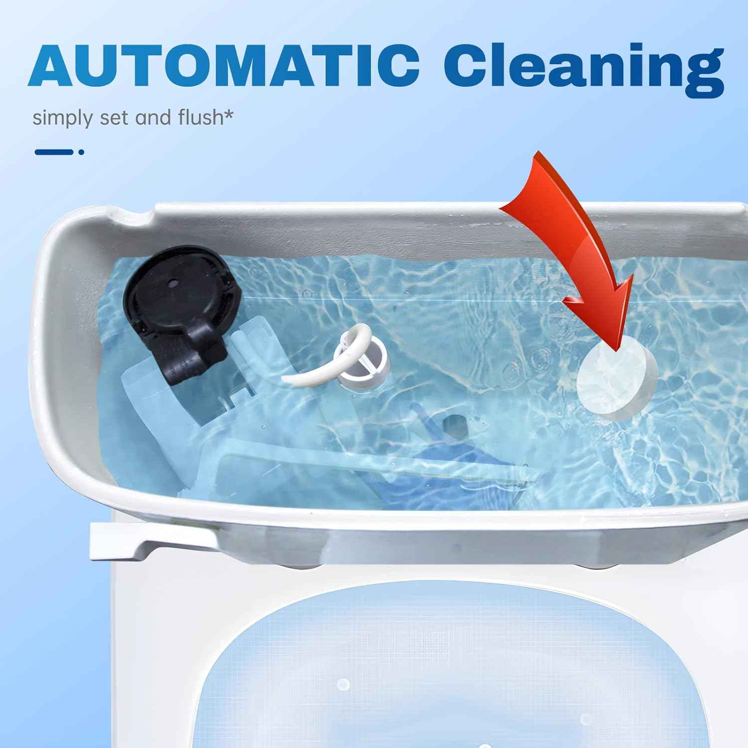 Vacplus Automatic Toilet Bowl Cleaner Tablets - 12 Pack, Deodorizing and Descaling Bathroom Cleaner Against Tough Stains