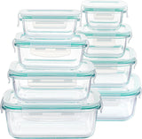 Vtopmart 8 Pack Glass Food Storage Containers with Airtight Lids, Glass Meal Prep Containers, Lunch Office Meal for Microwave, Oven, Freezer and Dishwasher, BPA Free