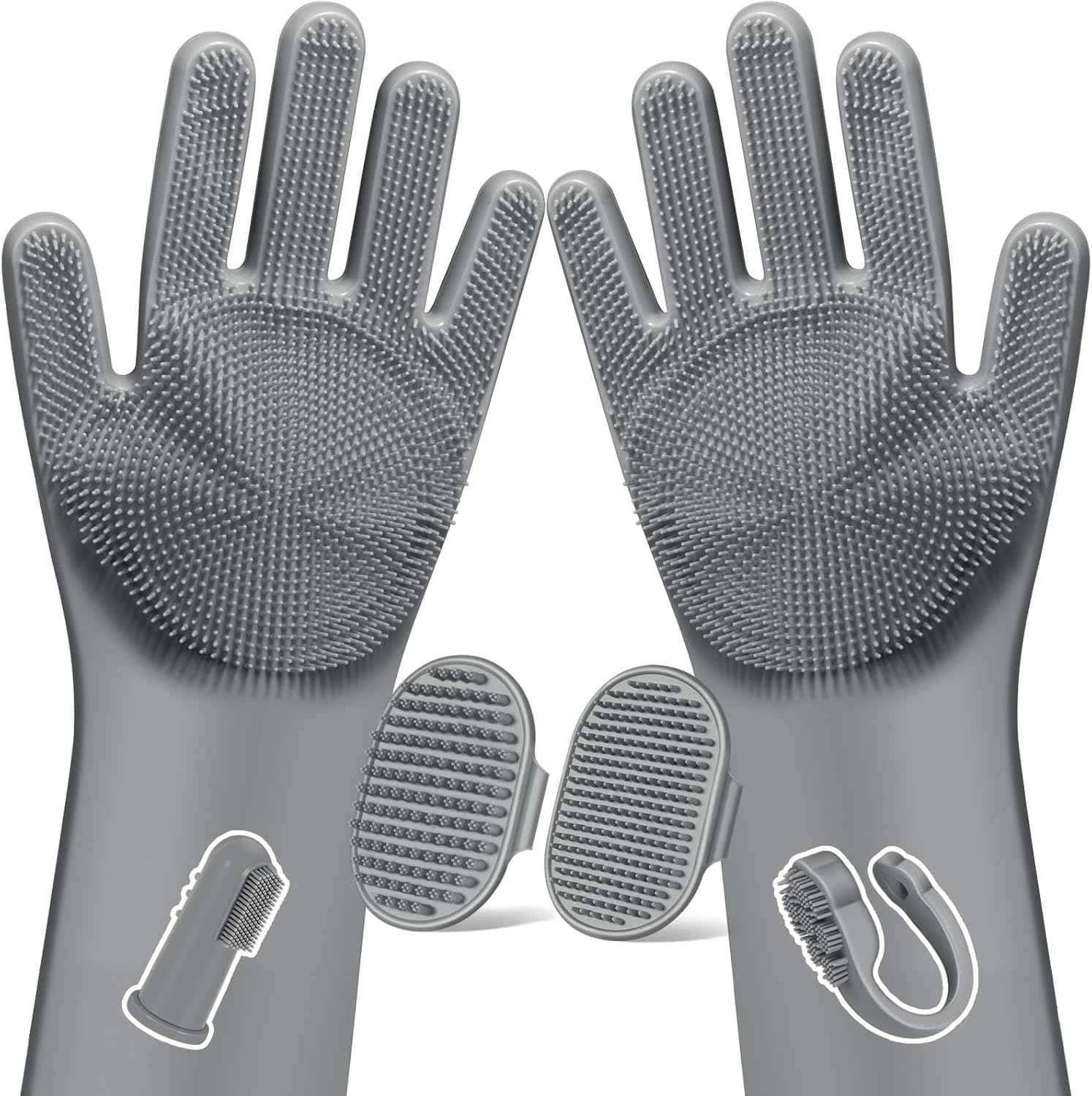 6PCS Pet Grooming Kit for Dogs,Cats and Horses | Dog Washing Gloves | Dog Bath Brush | Dog Bath Gloves | Dog Shampoo Brush | Pet Grooming Gloves | Dog Bath Supplies (Navy Blue)