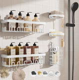 Veken Shower Caddy 6-Pack, Advanced Rustproof Design, No Drilling Adhesive Shelves, Rack with Soap Holder, Large Capacity Bathroom Organizers and Storage, Wall-Mounted Kitchen & Home Decor