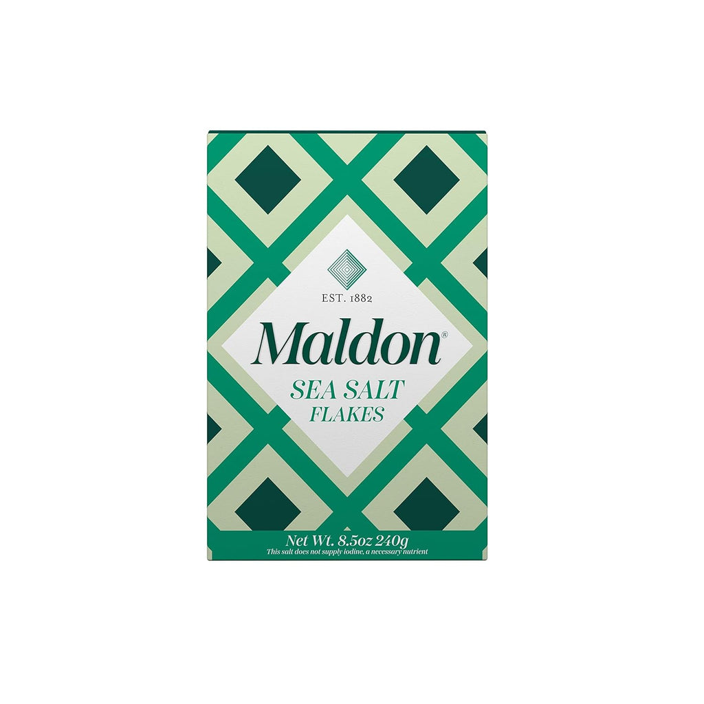 Maldon Sea Salt Flakes 8.5 oz (240 g) pyramid shaped gourmet salt perfect for various dishes
