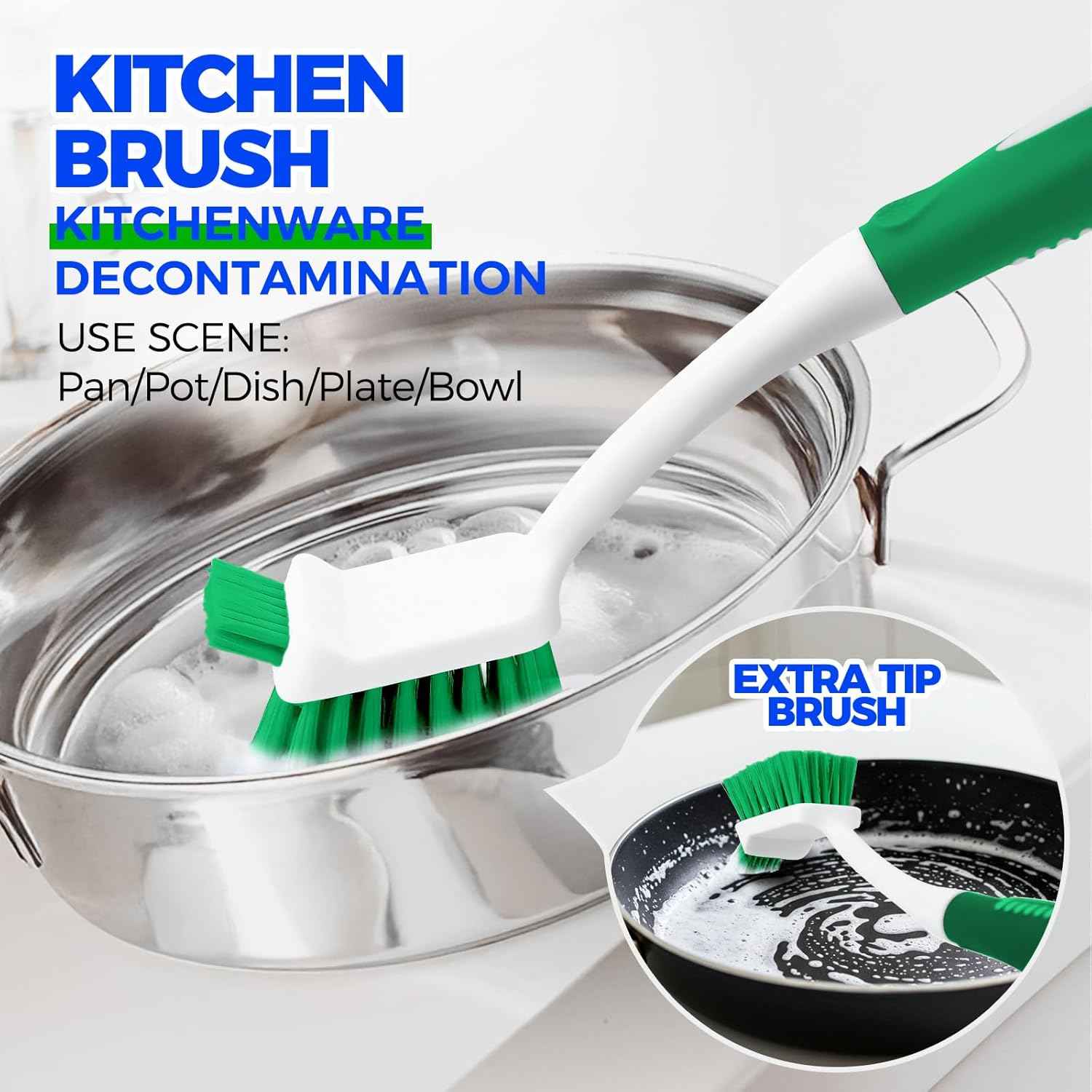 Holikme Cleaning Brush Set for Household Use, Scrub Brush, Kitchen Brush, Tile Lines Brush for Bathroom, Floor, Tub, Shower, and Kitchen Surface