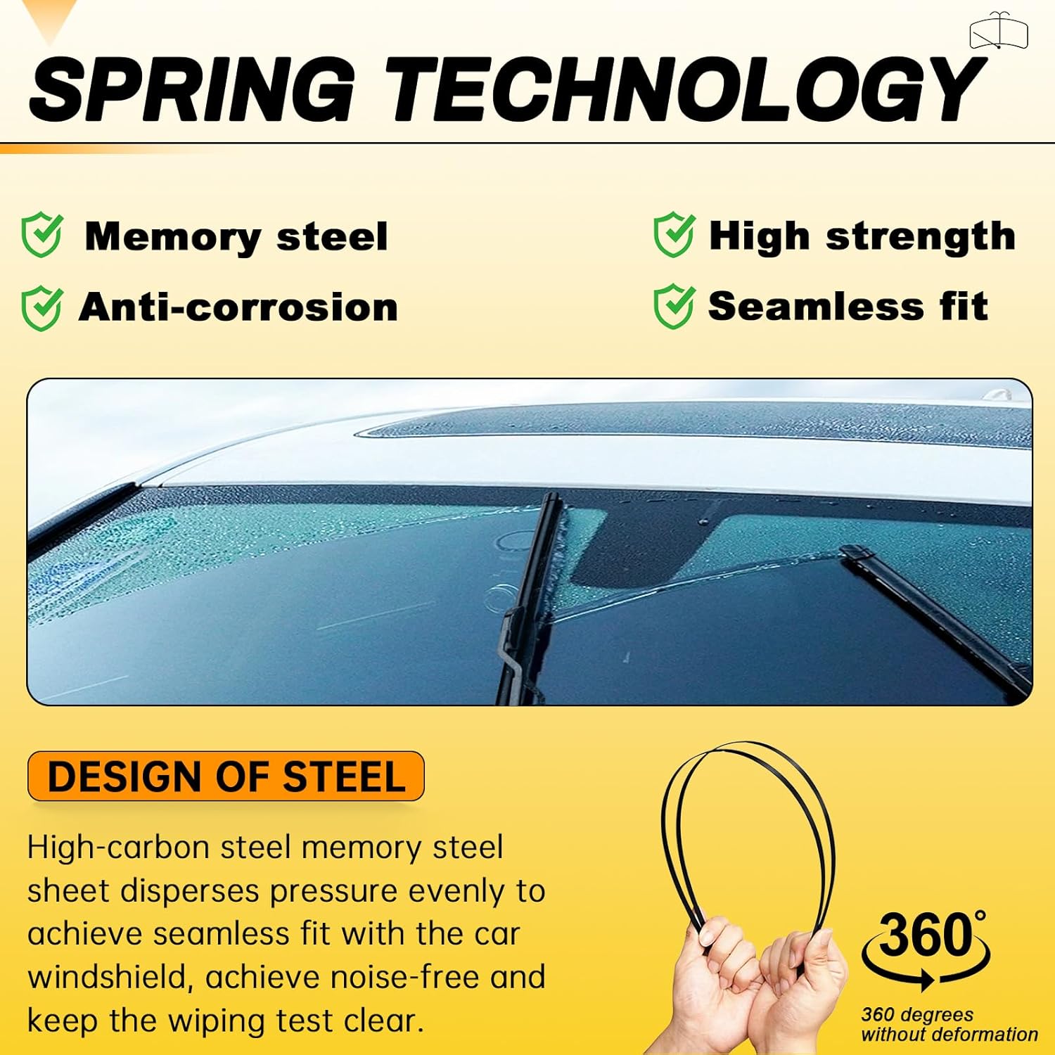 AUTOBOO 26" and 16" Windshield Wipers Blades (Pack Of 2),OEM Quality Premium All-Seasons Wiper blades,Stable and Quiet Armor wiper blades