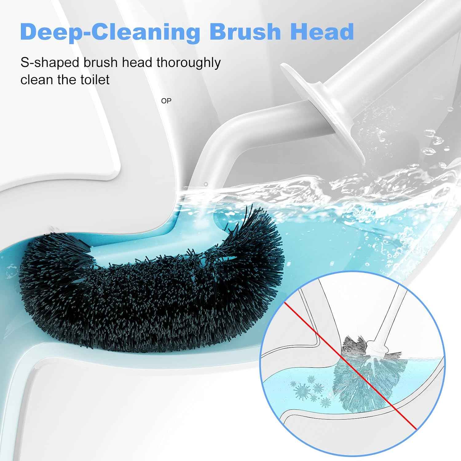 Hamitor Curved Toilet Brush Holder Set with Hidden Scrubber for Small RV Bathroom Accessories - White
