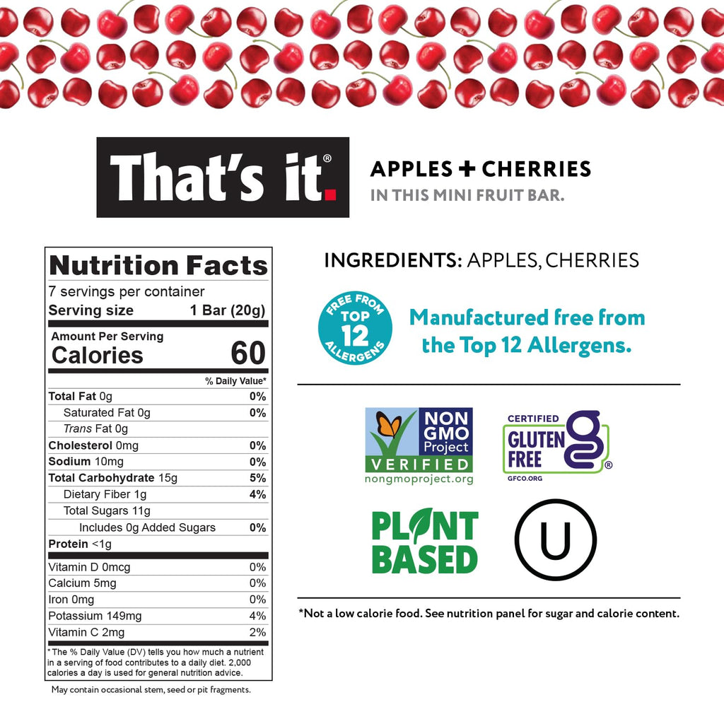 That's it. Mini Fruit Bars Variety 35 Pack, No Sugar Added, Plant-Based, Vegan & Gluten Free