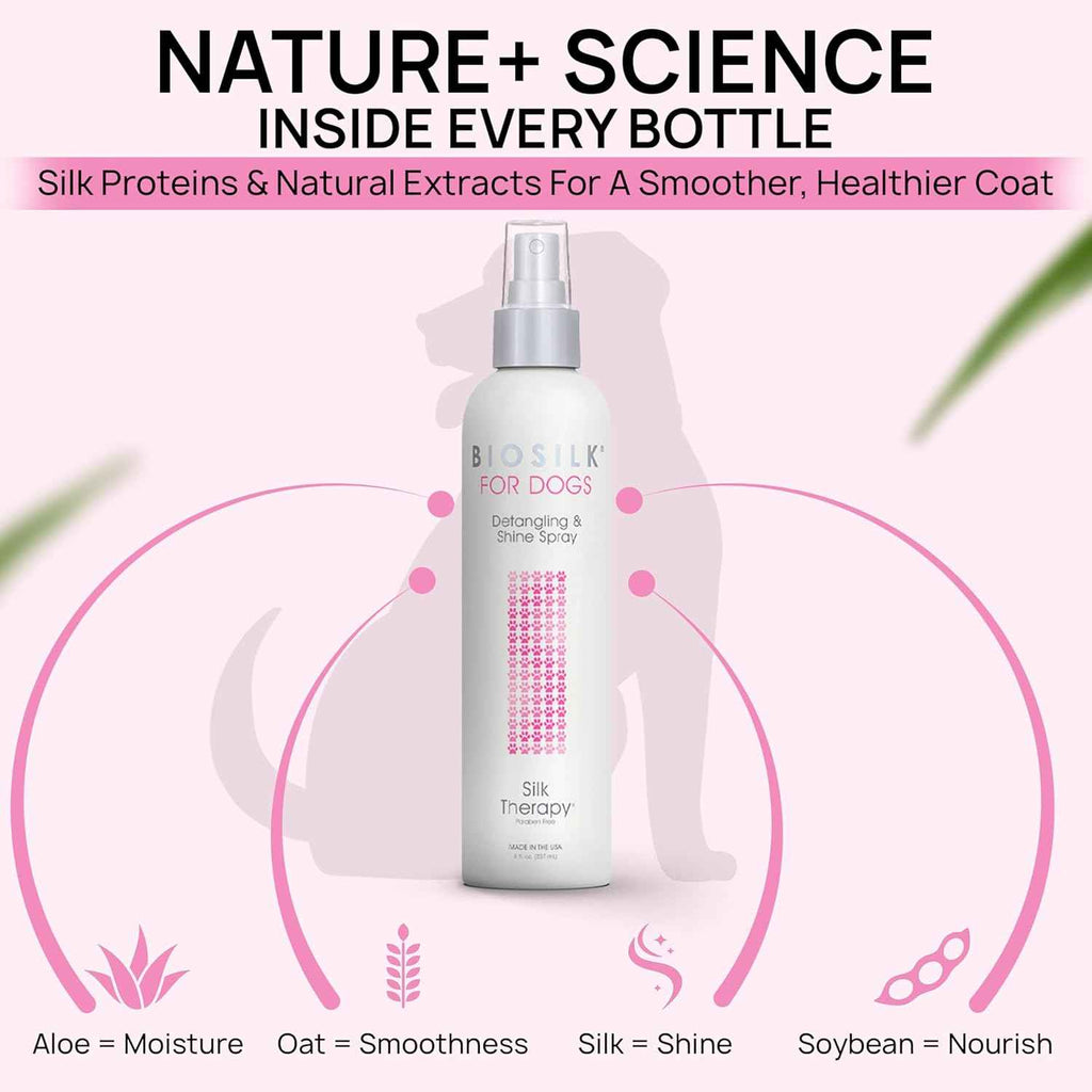 BioSilk Therapy Detangling Plus Shine Protecting Mist for Dogs | Best Detangling Spray For All Dogs and Puppies
