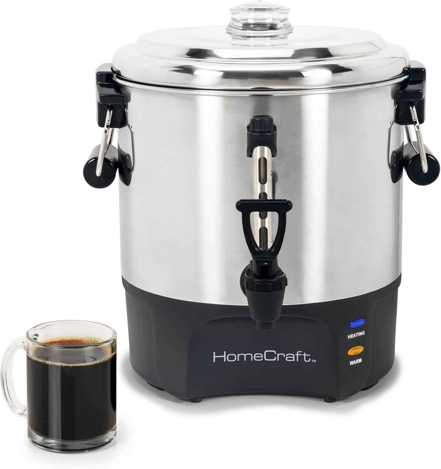 Homecraft 100-Cup Coffee Urn and Hot Beverage Dispenser with Dripless Faucet, Quick-Brewing, Stainless Steel