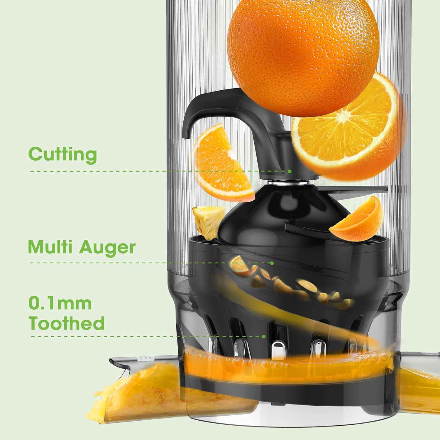 5.3" Wide Feed Chute Cold Press Juicer for Whole Vegetables & Fruits, High Juice Yield, BPA Free