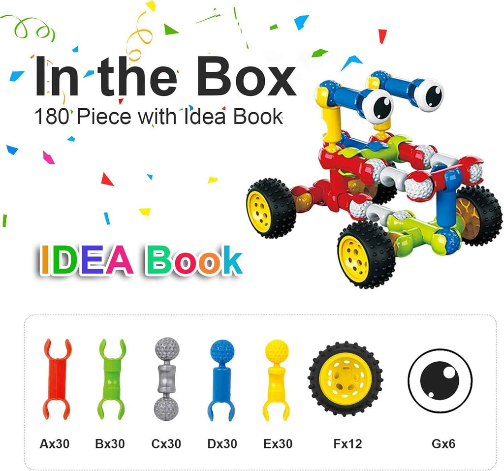 huaker 180 piece stem building toys for kids aged 3 4 5 6 7 8 years with large storage box