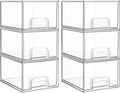 Vtopmart 4 Pack Small Clear Stackable Storage Drawers,Acrylic Bathroom Makeup Organizer,Plastic Storage Bins For Vanity, Undersink, Kitchen Cabinets, Pantry, Home Organization