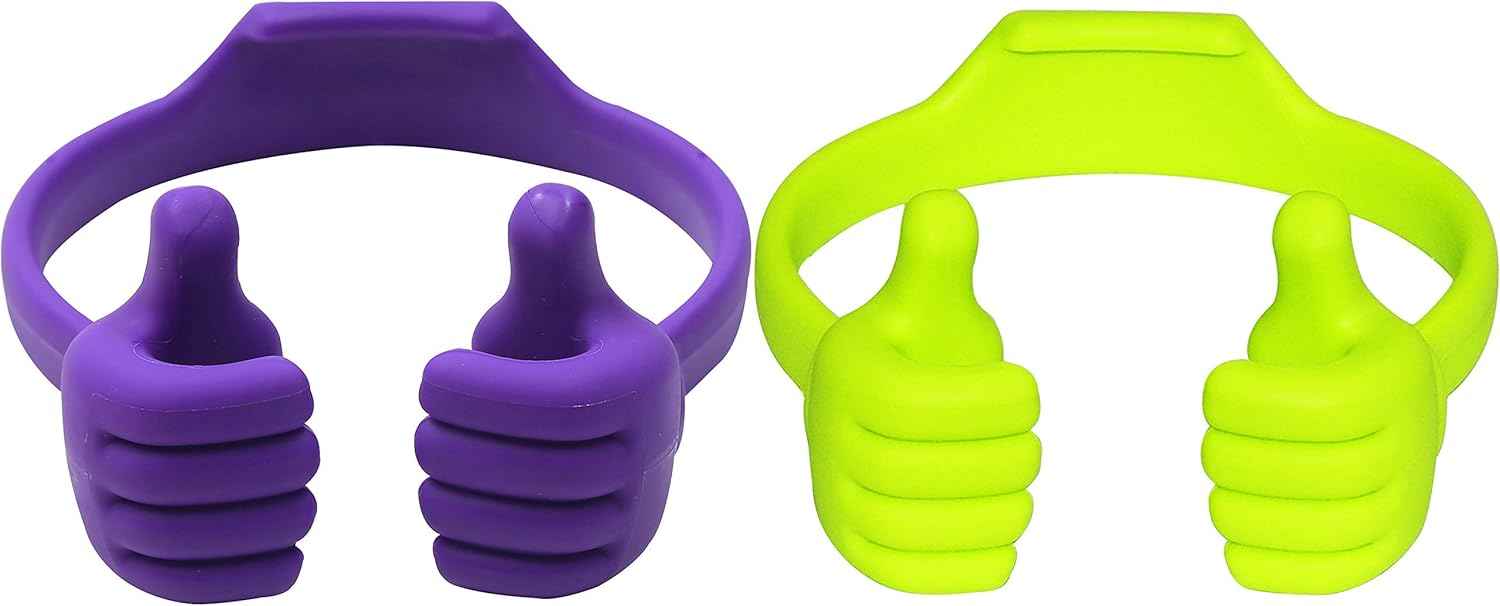 Honsky green/purple thumbs-up phone stand for tablets, e-readers and smart phones - 2 count