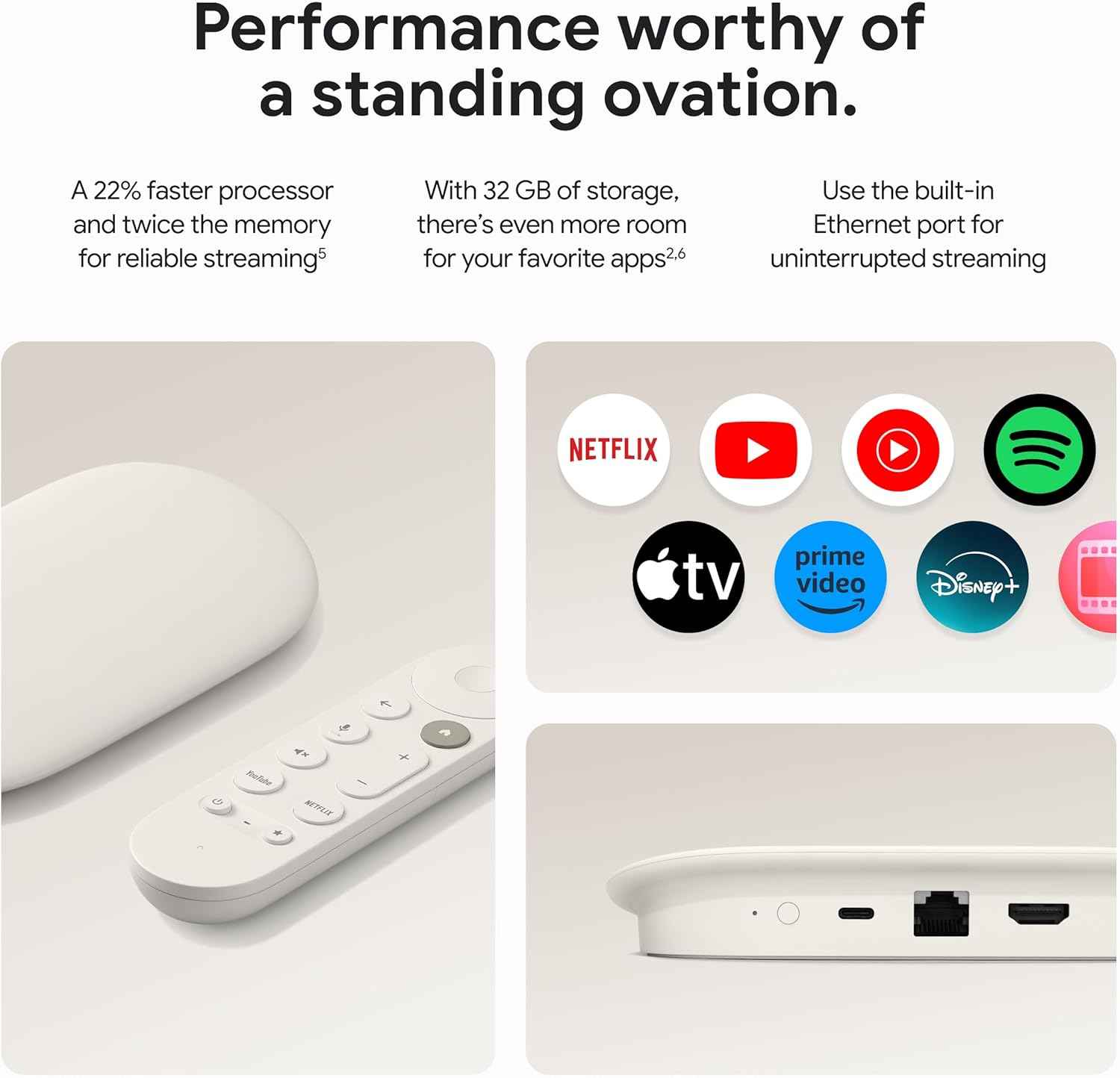 google tv streamer 4k porcelain remote voice search 32gb storage smart home control