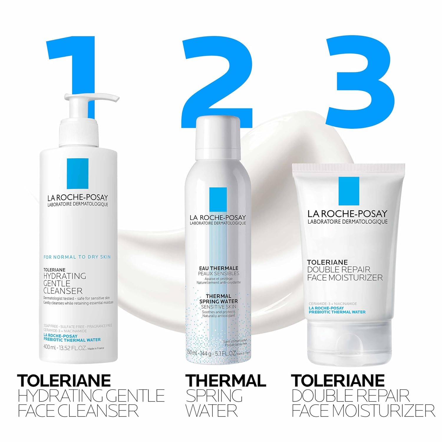 La Roche-Posay Toleriane Double Repair Face Moisturizer for all skin types with ceramide and niacinamide, fragrance-free, oil-free
