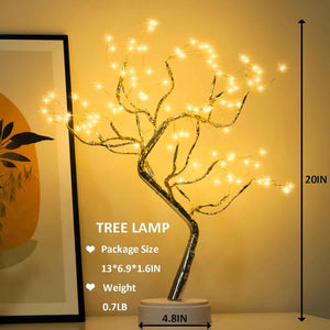 20" warm white LED tabletop bonsai tree light with 108 fairy lights, DIY artificial tree lamp for living room bedroom