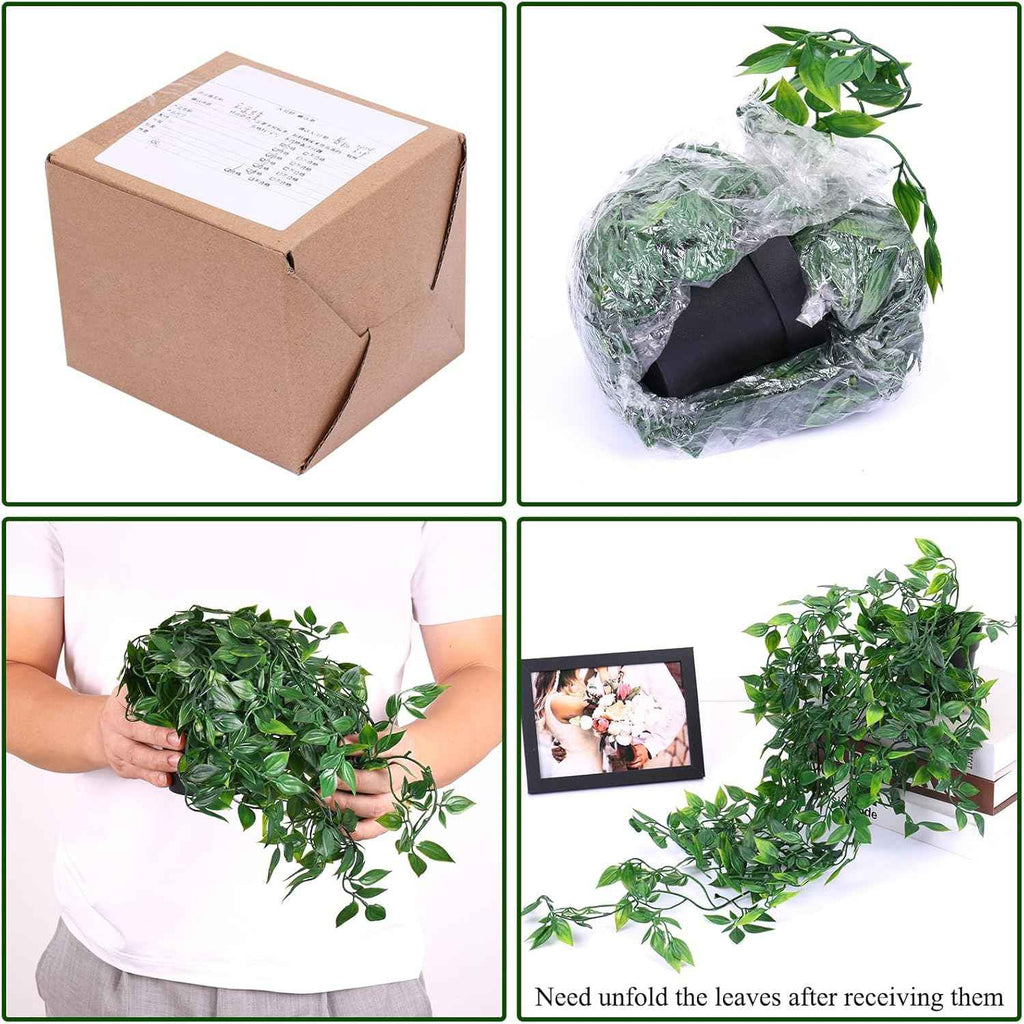 whonline fake hanging plants, artificial small potted, indoor outdoor aesthetic office living room shelf decor (1 pack)