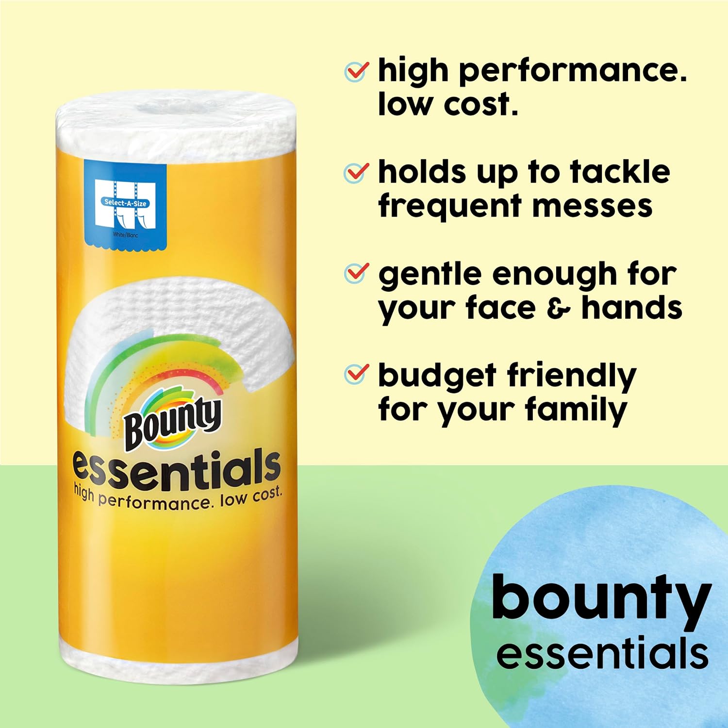 Bounty Essentials Select-A-Size Paper Towels, White, 2 Triple Rolls = 6 Regular Rolls - ShopUS