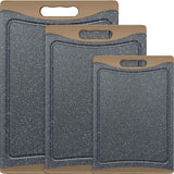 Extra Large Cutting Boards, Plastic Cutting Boards for Kitchen (Set of 3) Cutting Board Set Dishwasher Chopping Board with Juice Grooves Easy-Grip Handles, Dark Grey, Empune