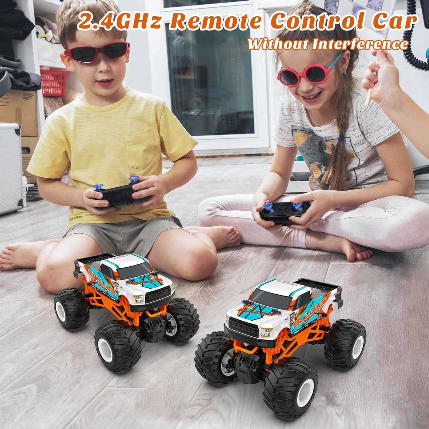 kidcia 1:16 scale rc monster truck for kids 4-12, 2.4ghz all terrain car with durable components