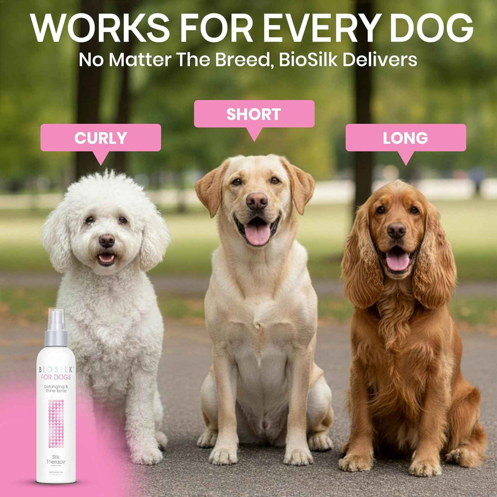 biosilk therapy detangling plus shine protecting mist for dogs | detangling spray for puppies and dogs with silk and vitamins