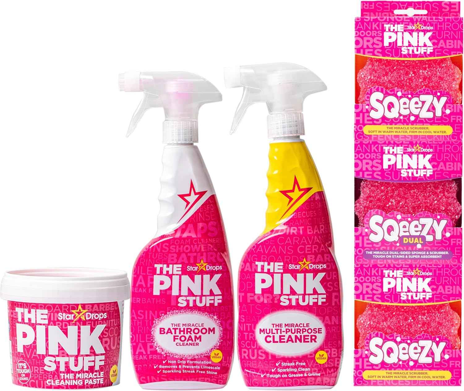 Stardrops pink stuff ultimate cleaning pack with miracle paste, multi-purpose spray, and bathroom foam for kitchens and bathrooms