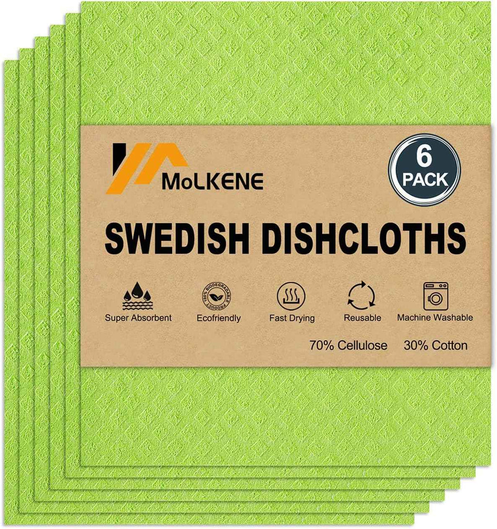 Swedish Dish Cloths - 10 Pack Reusable Kitchen Dishcloths - Ultra Absorbent Dish Towels for Washing Dishes - Cellulose Sponge Cloth Cleaning Rag - Assorted