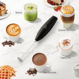 Zulay Kitchen Milk Frother Handheld Electric Whisk – Frother Wand, Durable Drink Mixer, Stainless Steel Whisk, Coffee Frother, Hand Blender, Frother for Protein Powder, Lattes, Matcha & More - Black