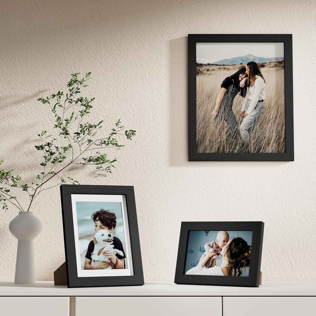 Vittanly 10-pack picture frames collage wall decor set with 8x10, 5x7, 4x6 frames, black engineered wood