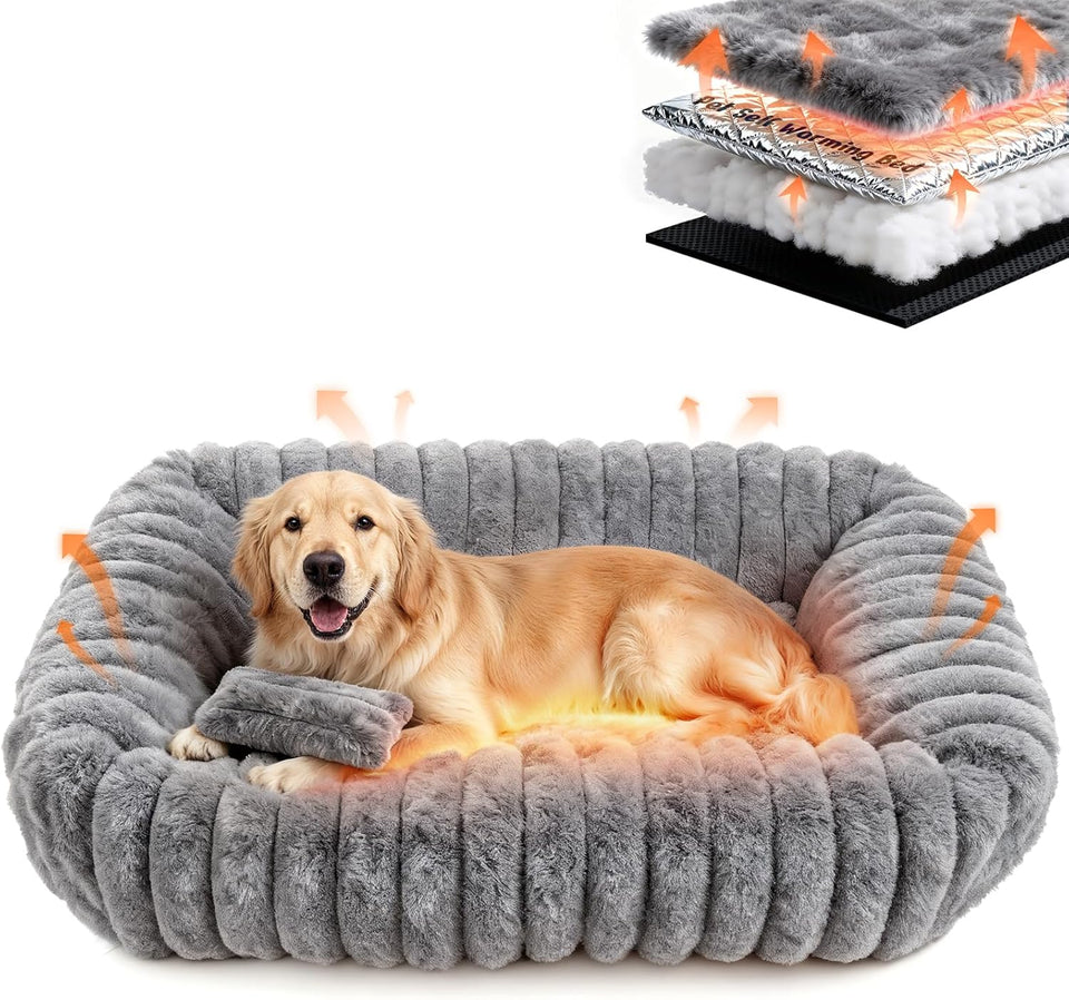 Self Warming Cat Bed for Indoor Cats, Donut Shape, Self-Heating Dog Bed with Non-Slip Bottom, Washable & Portable (Size S)