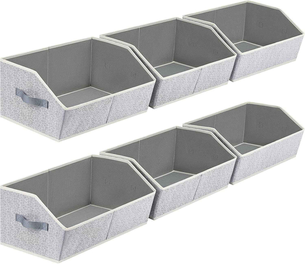 Closet Organizers Bins 6 Packs - Large Fabric Trapezoid Storage Bins for Clothes and Towels
