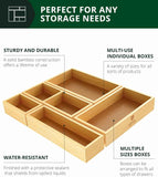 ROYAL CRAFT WOOD 5-Piece Bamboo Drawer Organizer Set, Multi-Use Storage Trays for Kitchen, Bathroom, Office, Makeup, Jewelry & More, 5 Storage Boxes