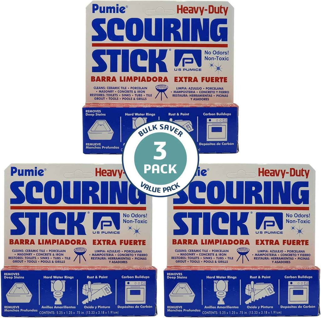 PUMIE Scouring Stick 2 Pack, Toilet Bowl Ring Remover, Heavy Duty Extra Strong Pumice Cleaning Bar, Pumice Stone for Cleaning Toilet Rings, Bathroom & Kitchen Stains by USPumice