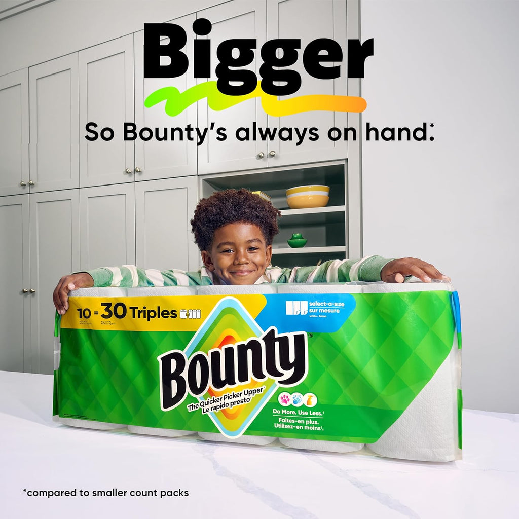 Bounty Select-A-Size Paper Towels, White, 8 Triple Rolls = 24 Regular Rolls - ShopUS