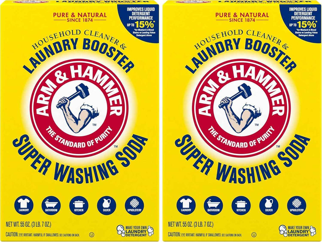 ARM & HAMMER Super Washing Soda Household Cleaner and Laundry Booster, 55 oz Box