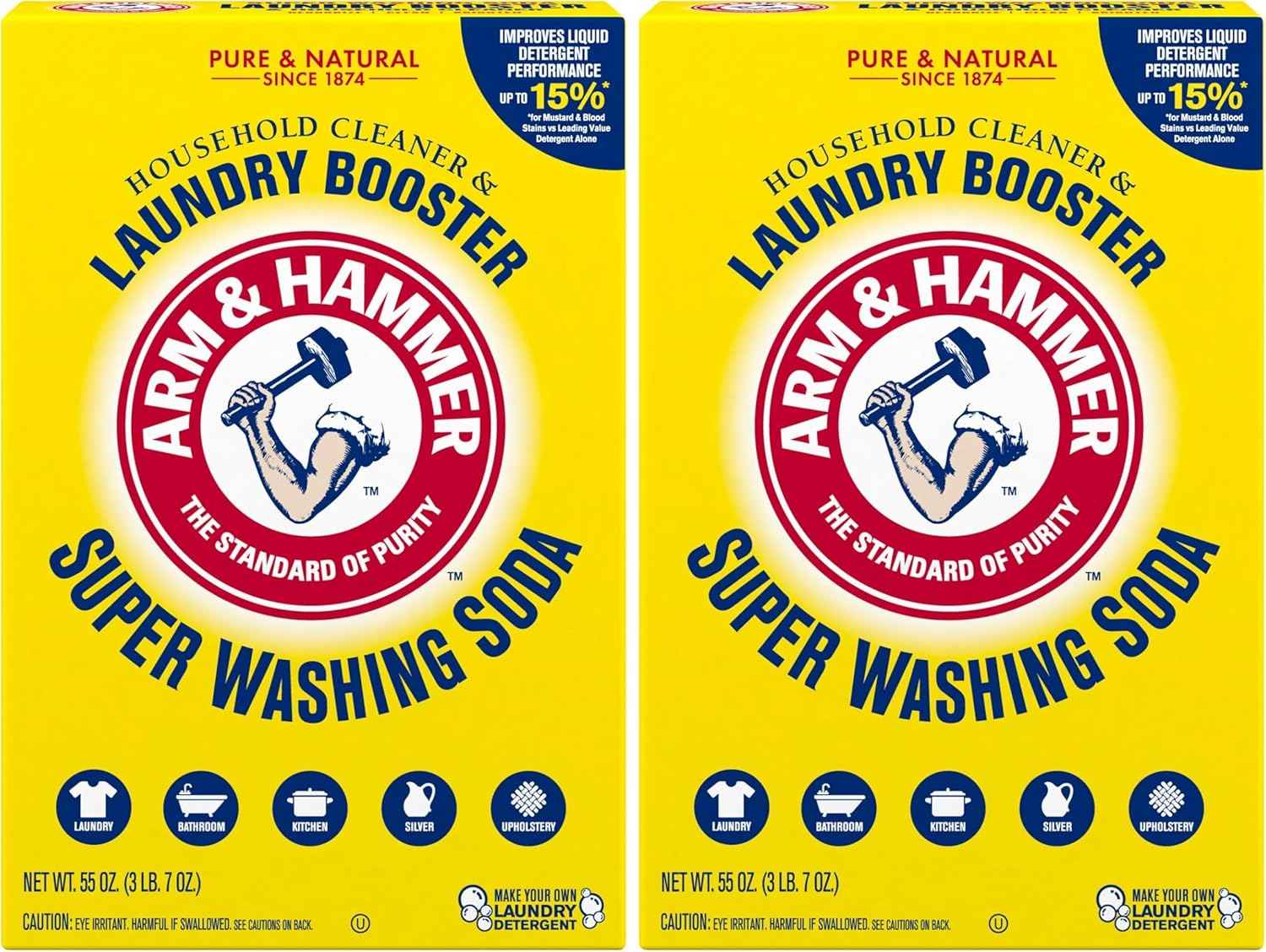 ARM & HAMMER Super Washing Soda Household Cleaner and Laundry Booster, 55 oz Box