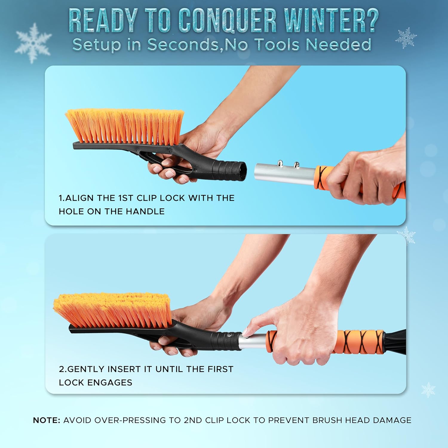 EcoNour 27 inch car snow brush and ice scraper 2 pack for windshield snow removal and ice scraping winter car accessories