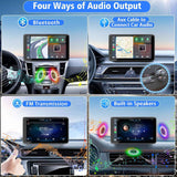 Portable Wireless with Apple CarPlay and Android Auto Screen for Car, 7" HD Touch Screen Car Stereo with Mirror Link, Bluetooth 5.2, Backup Camera, AUX,FM Transmitter for All Vehicle