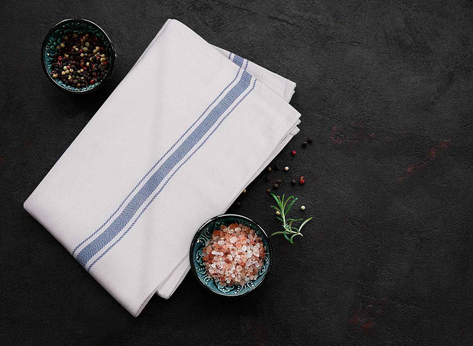 Utopia Towels Blue Dish Towels [12 Pack - 15 x 25 Inches] 100% Ring Spun Cotton Highly Absorbent & Reusable Cleaning Bar, Tea, Kitchen and Dishcloths Set - 200 GSM