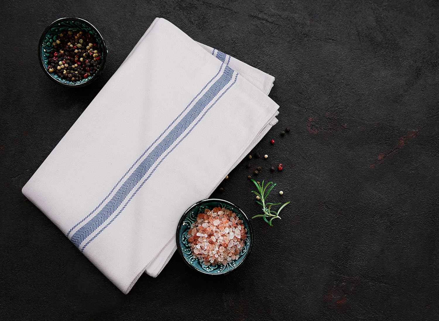 Utopia Towels 12 Pack Blue Dish Towels 100% Ring Spun Cotton Highly Absorbent Reusable Cleaning Bar